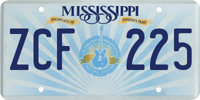 MS license plate ZCF225