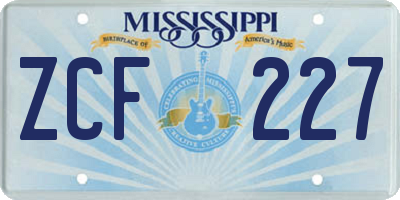 MS license plate ZCF227