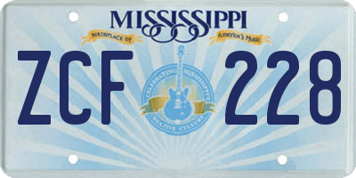 MS license plate ZCF228