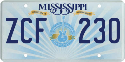 MS license plate ZCF230