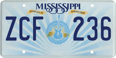 MS license plate ZCF236