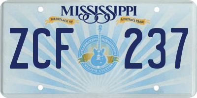 MS license plate ZCF237