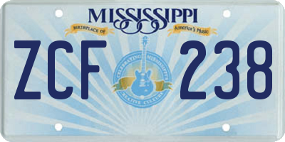 MS license plate ZCF238