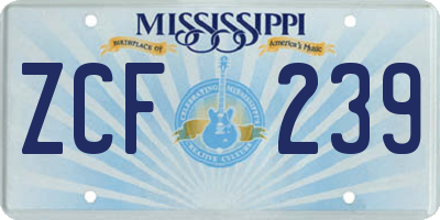 MS license plate ZCF239