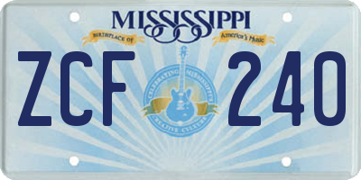 MS license plate ZCF240