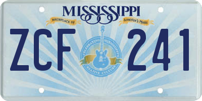 MS license plate ZCF241