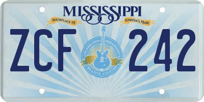 MS license plate ZCF242