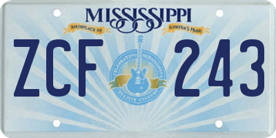 MS license plate ZCF243