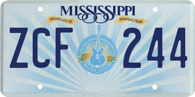 MS license plate ZCF244