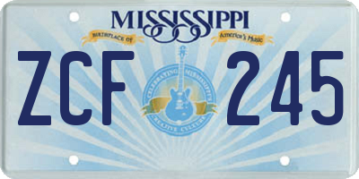 MS license plate ZCF245