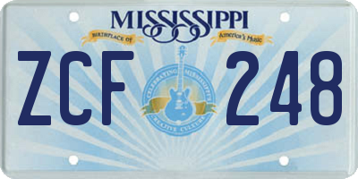 MS license plate ZCF248