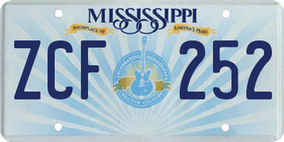 MS license plate ZCF252