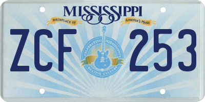 MS license plate ZCF253