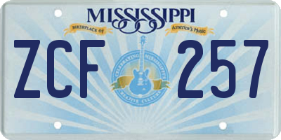 MS license plate ZCF257