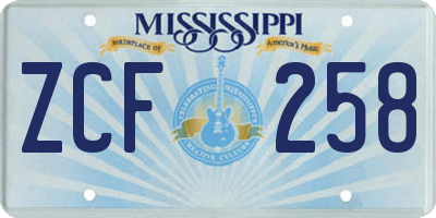 MS license plate ZCF258