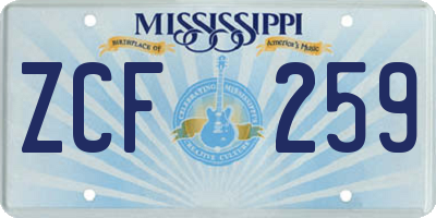MS license plate ZCF259