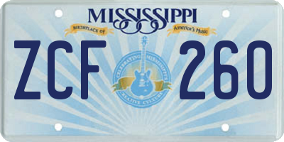 MS license plate ZCF260