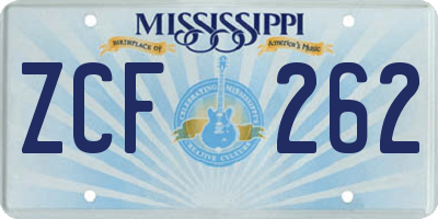 MS license plate ZCF262