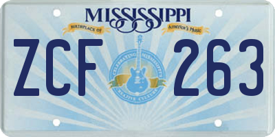 MS license plate ZCF263