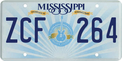 MS license plate ZCF264