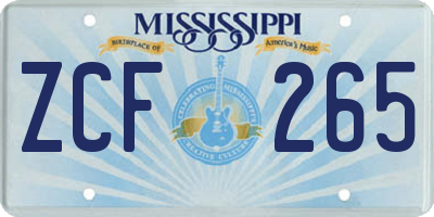 MS license plate ZCF265