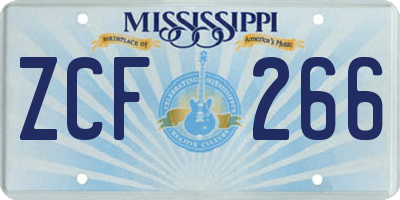 MS license plate ZCF266