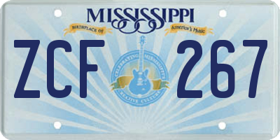 MS license plate ZCF267