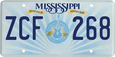 MS license plate ZCF268