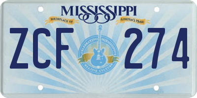 MS license plate ZCF274