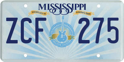 MS license plate ZCF275