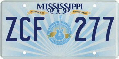 MS license plate ZCF277