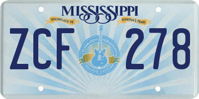 MS license plate ZCF278