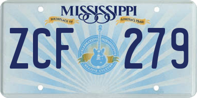 MS license plate ZCF279