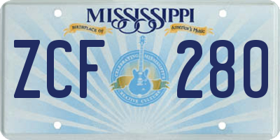 MS license plate ZCF280