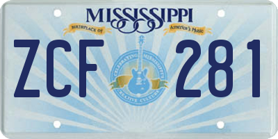 MS license plate ZCF281