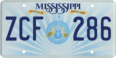 MS license plate ZCF286