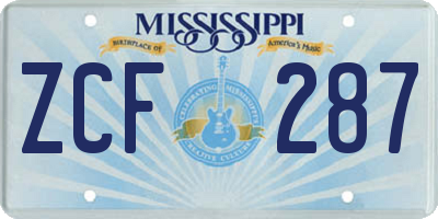 MS license plate ZCF287