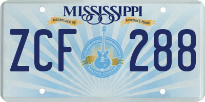 MS license plate ZCF288