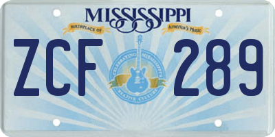 MS license plate ZCF289