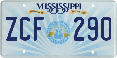 MS license plate ZCF290