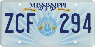 MS license plate ZCF294