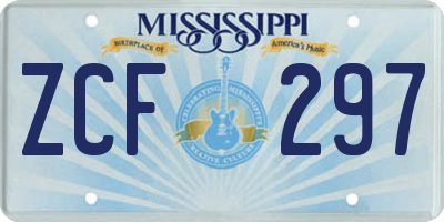 MS license plate ZCF297