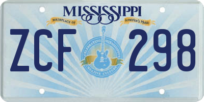 MS license plate ZCF298