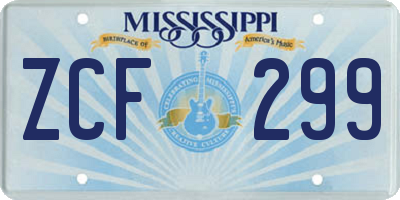 MS license plate ZCF299
