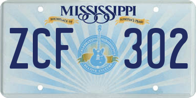 MS license plate ZCF302