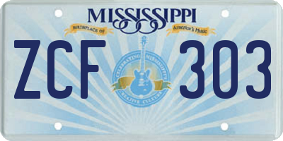 MS license plate ZCF303