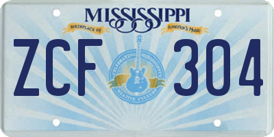 MS license plate ZCF304