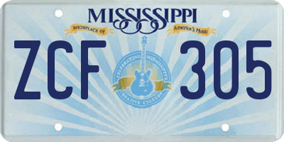 MS license plate ZCF305