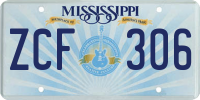 MS license plate ZCF306