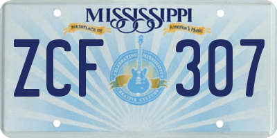 MS license plate ZCF307